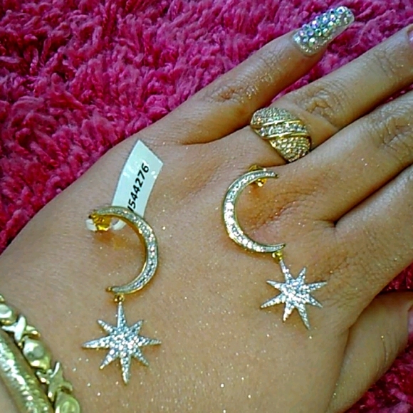 QVC Jewelry - Celestial Moon and Star Stunning Gemstone Earrings
